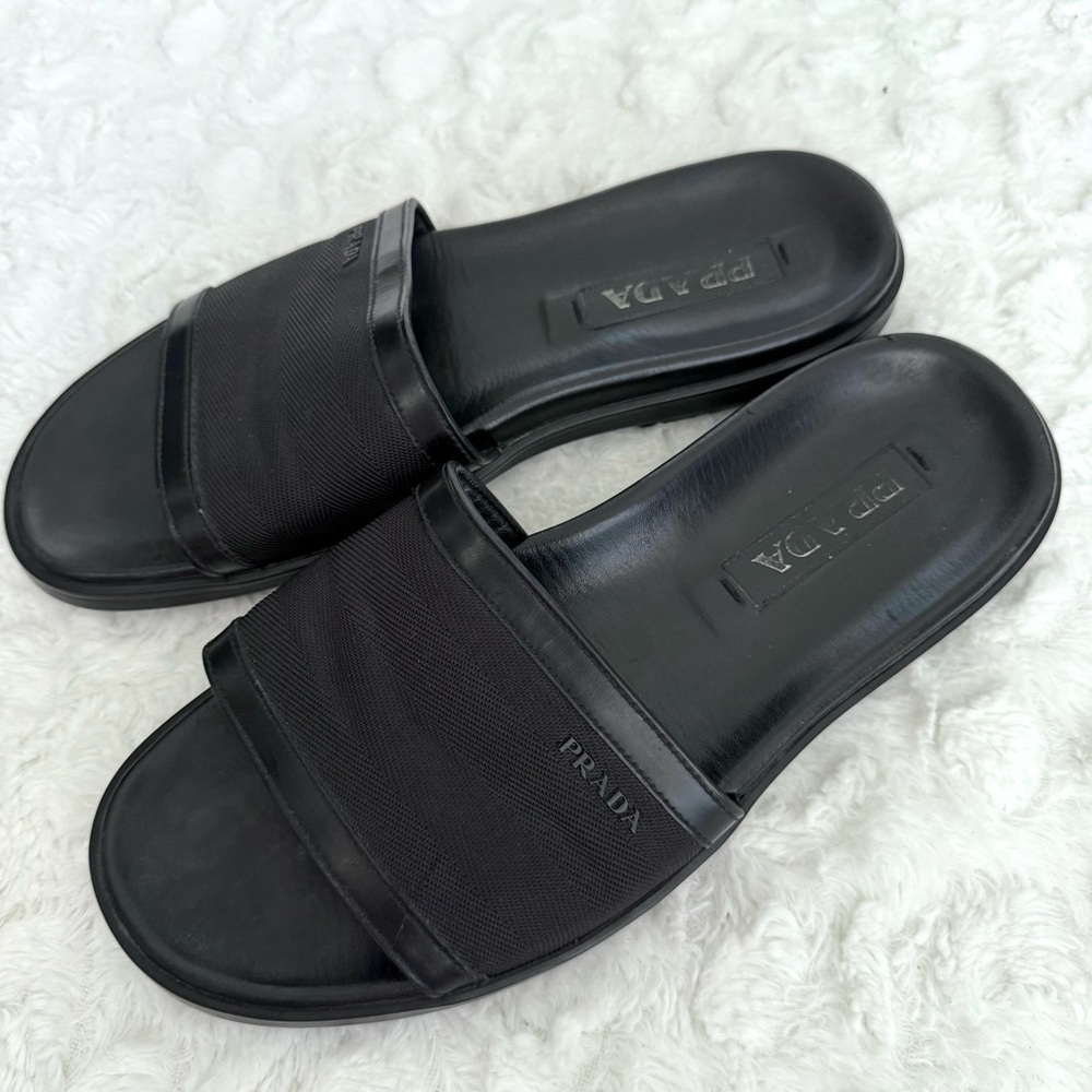 PRADA Leather Slide Slip On Sandals